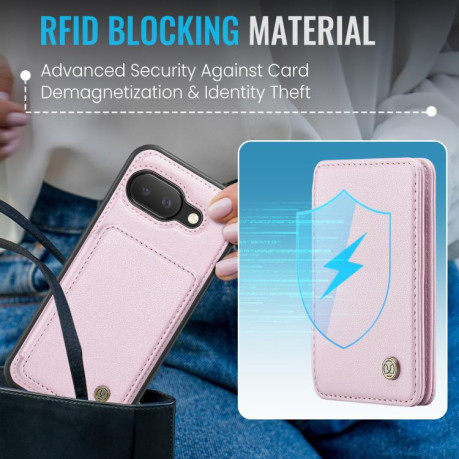 Чохол JEEHOOD J05 Business Magnetic Style RFID Leather для Google Pixel 9a - рожевий