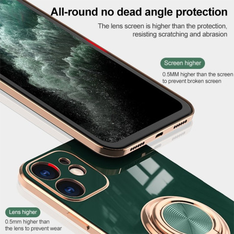 Противоударный чехол 6D Electroplating Full Coverage with Magnetic Ring для iPhone XS / X - зеленый