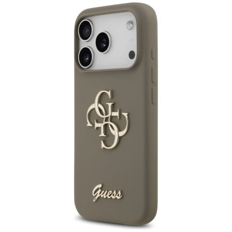 Оригінальний силіконовий чохол Guess Silicone Big 4G Script на iPhone 17 Pro Max - Brown