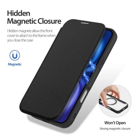 Чехол-книжка DUX DUCIS Skin X Pro Series с Magsafe на iPhone 17 - черный