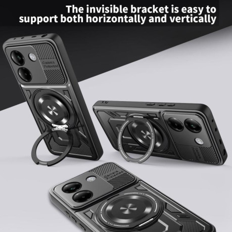 Протиударний чохол Armor Rotating Holder MagSafe на Xiaomi Poco M7 Pro 5G — червоний