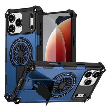 Противоударный чехол Shockproof Kickstand Metallic Shaft MagSafe на iPhone 17 Pro - синий