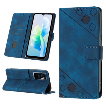 Чехол-книжка Skin-feel Embossed для Vivo S10e 5G / V23e 4G&amp;5G / Y75 4G - синий