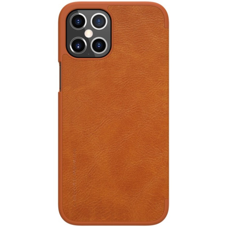Кожаный чехол-книжка Nillkin Qin Series для iPhone 12 Pro Max - коричневый