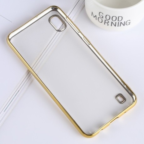 Ультратонкий силиконовый чехол Electroplating Soft на Samsung Galaxy A10-золотой