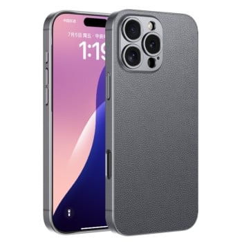Противоударный чехол GKK Metal Paint Skin Feel Leather для iPhone 16 Pro Max - Mountain Gray