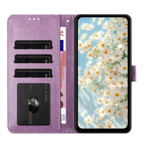 Чехол-книжка Daisy Embossed Leather для на Samsung Galaxy F16 5G / M16 5G - фиолетовый