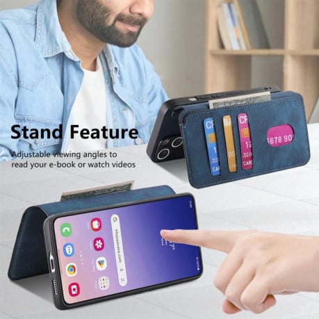 Чехол-книжка CaseNeo MagSafe RFID Anti-theft Retro Leather на Samsung Galaxy S25 FE 5G - синий