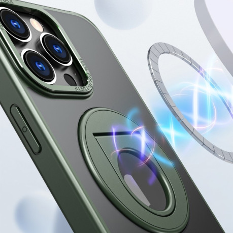 Ударозащитный чехол Metal Ring Holder 360 Degree Rotating на iPhone 15 Plus - зеленый