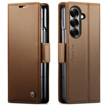 Чохол-книжка CaseMe 023 Butterfly Buckle Litchi Texture RFID Anti-theft Leather для Samsung Galaxy Fold 7 - коричневий
