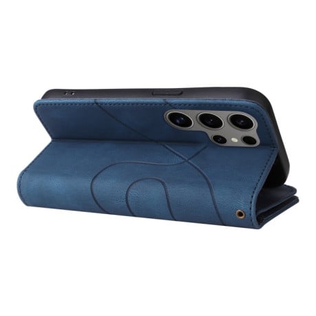 Чехол-книжка Dual-color 9 Card Slots Zipper Wallet Leather для Samsung Galaxy S25 Ultra 5G - синий