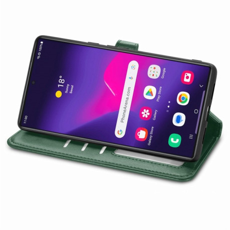 Чехол-книжка Retro Solid Color на Samsung Galaxy S25+ 5G - зеленый