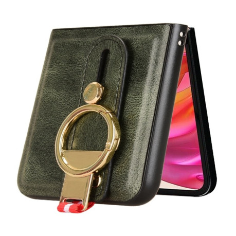 Протиударний чохол Wristband Leather Back для Motorola Razr 50 Ultra - зелений