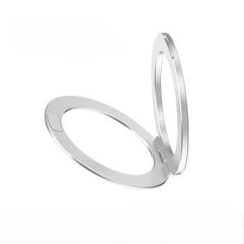 Складний висувний магнітний тримач, що обертається, для мобільного телефону з кільцем-кліпсою - сріблястий