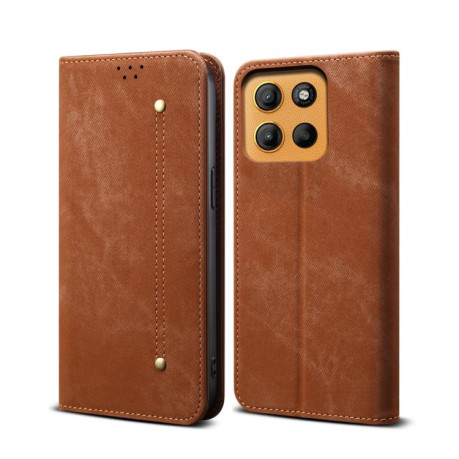 Чохол книжка Denim Texture Casual Style на Motorola Moto G15 - коричневий