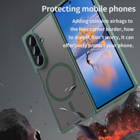 Протиударний чохол Fan Dun Series TPU Hybrid PC Frosted MagSafe для Samsung Galaxy Fold 7 5G - зелений