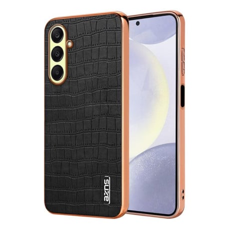 Чехол AZNS металлизированная рамка Electroplated Frame фактура “крокодил” на Samsung Galaxy A17 4G / 5G - черный