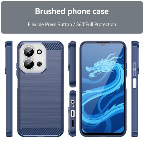 Чехол Brushed Texture Carbon Fiber на Xiaomi Redmi 15C 5G / 4G EU 173mm - синий
