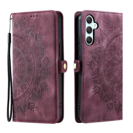 Чехол-книжка Totem Embossed Magnetic Leather для Samsung Galaxy S24 FE 5G - винно-красный