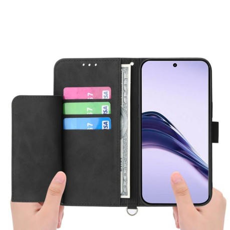 Чохол-книжка Skin-feel Flowers Embossed для Realme 14 Pro+ - чорний