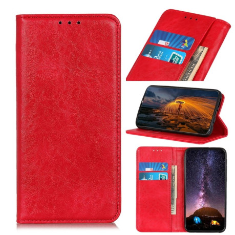 Чехол-книжка Magnetic Retro Crazy Horse Texture на Xiaomi Redmi 10A/9C - красный