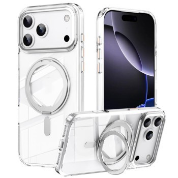 Ударозахисний чохол 360 Rotating MagSafe Magnetic Frosted на iPhone 18 Pro — сріблястий