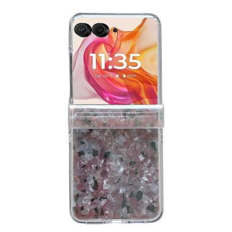 Протиударний чохол Three-piece Set Pearlescent Shell Texture на Motorola Razr 50 Ultra - рожево-зелений