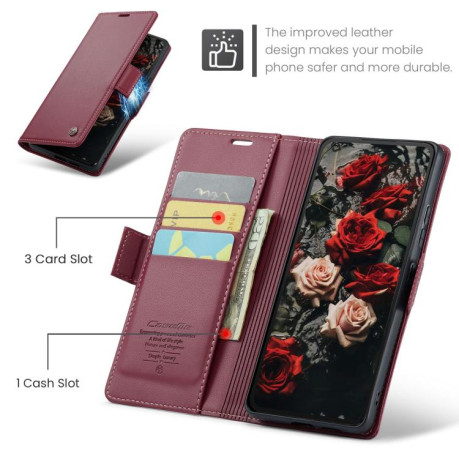 Чехол-книжка CaseMe 023 Butterfly Buckle Litchi Texture RFID Anti-theft Leather для Xiaomi Redmi Note 14 4G 164.84mm - красный