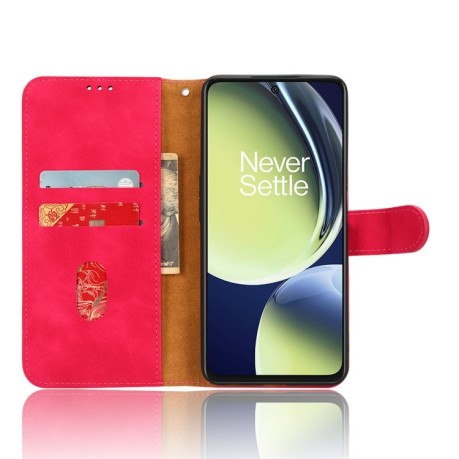 Чехол-книжка Skin Feel Magnetic для OnePlus Nord CE 3 Lite - пурпурно-красный