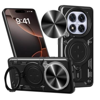 Чохол із шторкою камери CD фактурою та підставкою на Xiaomi Redmi Note 14 Pro 5G/Poco X7 - чорний