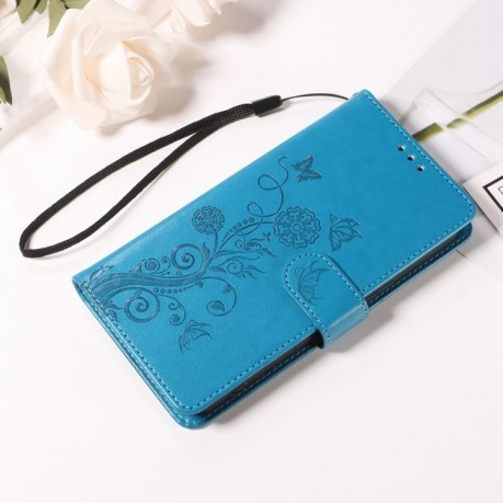 Чехол-книжка Embossed Butterfly для Samsung Galaxy A16 5G - синий