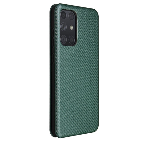 Чехол-книжка Carbon Fiber Texture на Samsung Galaxy A72 - зеленый