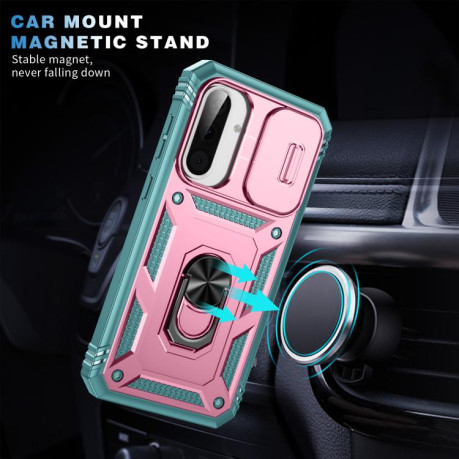 Противоударный чехол Sliding Camshield для Samsung Galaxy A56 5G - Pink+Green