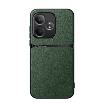 Противоударный чехол Litchi Leather Magnetic Full Coverage Shockproof на Realme GT Neo6 / GT Neo6 SE / GT 6 / GT 6T - зеленый