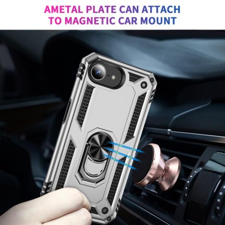 Противоударный чехол HMC 360 Degree Rotating Holder для iPhone 16e - серебристый