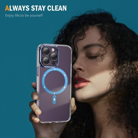 Чехол Clear Case MagSafe Simple Magnetiс для iPhone 15 Pro - синий