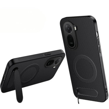Магнитный чехол Wanlonfeng с подставкой и карбоновой текстурой на Xiaomi Redmi A7 Pro 171mm / Poco C85x 5G — чёрный