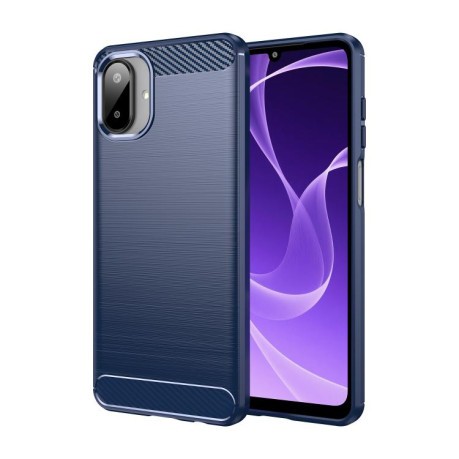 Противоударный чехол Brushed Texture Carbon Fiber на Samsung Galaxy A07 4G - синий
