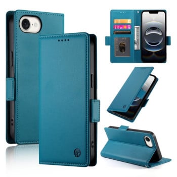 Чехол-книжка Side Buckle Magnetic Frosted Leather для iPhone 16e - синий