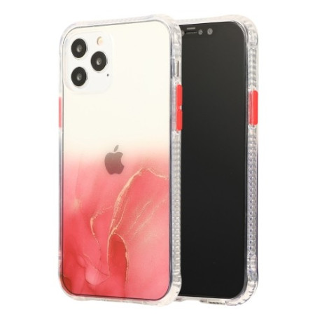 Противоударный чехол Marble Pattern Glittery Powder на iPhone 12 Pro Max - прозрачно-красный