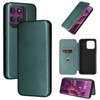 Чохол-книжка Carbon Fiber Texture на Motorola Edge 70 Pro 5G — зелений