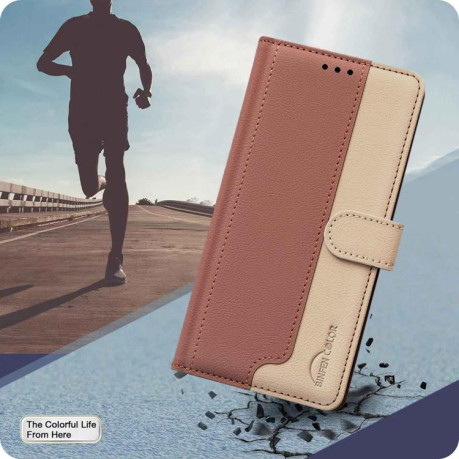 Чехол-книжка Color Matching RFID Anti-theft Leather для на Samsung Galaxy M16 5G / F16 5G - коричневый