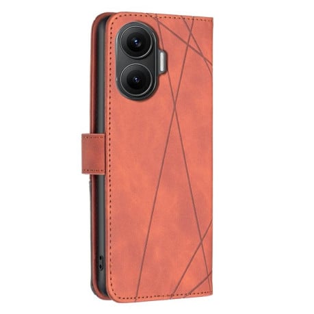 Чехол-книжка Rhombus Texture для Xiaomi Poco F7 5G - коричневый