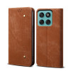 Чехол книжка Denim Texture Casual Style на Motorola Edge 60 Fusion - коричневый