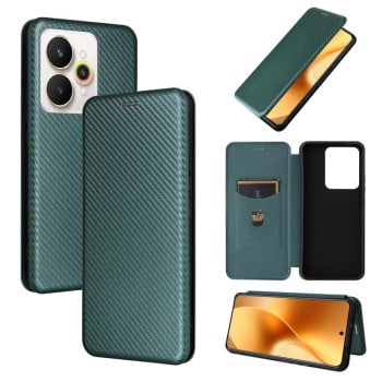 Чехол-книжка Carbon Fiber Texture на Realme 15 5G / Realme 15 Pro 5G — зелёный