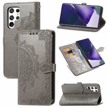 Чохол-книжка Mandala Embossing Pattern Samsung Galaxy S22 Ultra - сірий