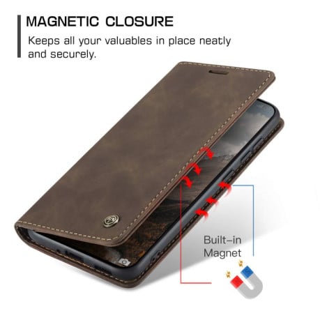 Чехол-книжка CaseMe-013 многофункциональный с кармашком на карт на Xiaomi 15T - кофейный