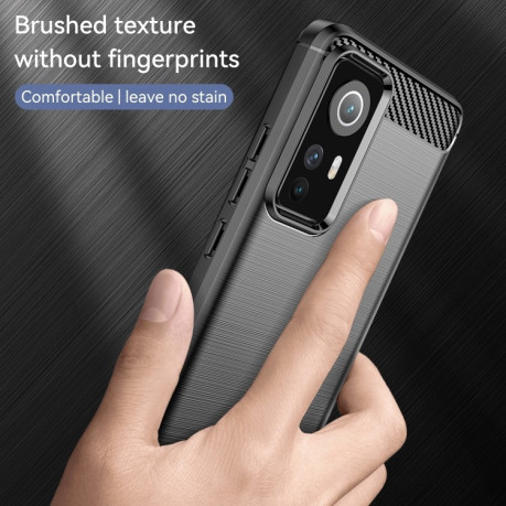 Противоударный чехол Brushed Texture Carbon Fiber на Xiaomi Redmi Note 12S - черный