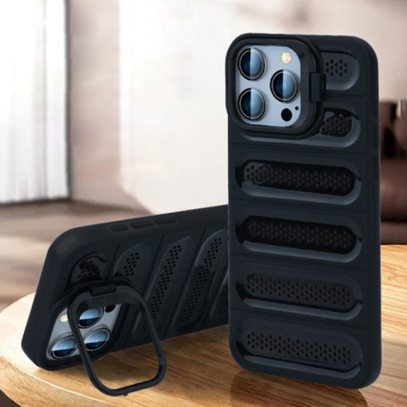 Противоударный чехол Invisible Holder Cooling для iPhone 16 Pro Max - черный