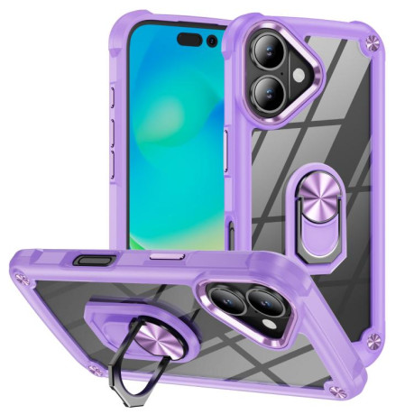 Противоударный чехол Acrylic Ring Holder на For iPhone 17 - фиолетовый
